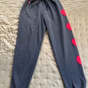 Aviator Nation Charcoal/Black Joggers with Red Heart Accents Size S